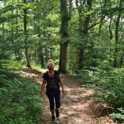 Einfach ein paar Kilometer durch den Wald und Moni ausnahmsweise von vorne