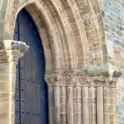 This is the Puerta de Perdón at Iglesia de Santiago in Villafranca