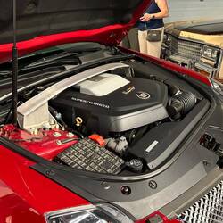 Under the hood. A recent model Cadillac, V-series, I think they called it.