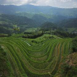 La vue depuis la station de téléphérique à Dazhai.