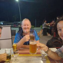 We arrived for our flight, but it's been delayed until 10am tomorrow, so we found a bar and a bed