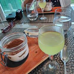 Dessert: tiramisu and limoncella liqueur