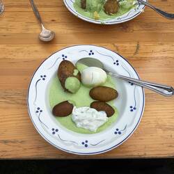 Dinner (green sauce and potatos)