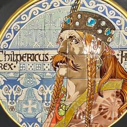 Faïence Wandteller, 1880. Chilperich von Aquitanien, 539-584