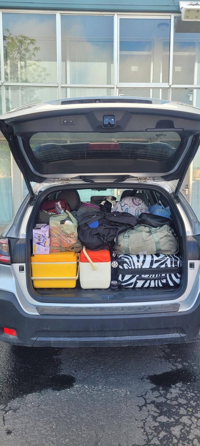 Grandpa loaned us the Subaru. It was right but we made it work.