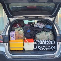 Grandpa loaned us the Subaru. It was right but we made it work.