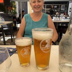 Our room wasn't ready so thought we would try out a Tigre beer at a restaurant next door