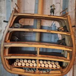 A model of the cross-section of the ship.
