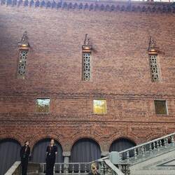 The stairs where the Nobel Laureates descend into the banquet hall.