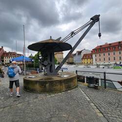The crane to load cargo at the butcher