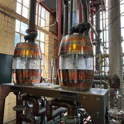 The "white dog" bourbon - it's clear before it goes in the barrels.