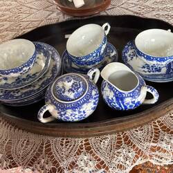Blue and white tea set