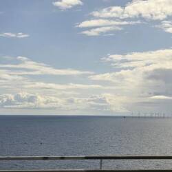 Denmark has a large wind farm in the strait.