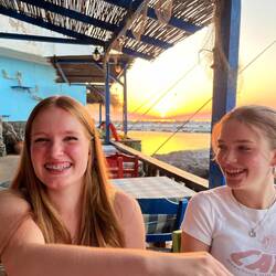 Twins having a laugh