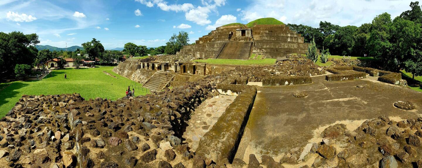 Panoramic view of the ruins of Tazumal, the first Mayan city visited on this trip.
