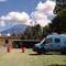 Parking/camping site in Antigua, with "Volcán de Agua" in the distance.
