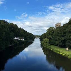 This is the river running around Durham's town center, you can see the cathedral on the right