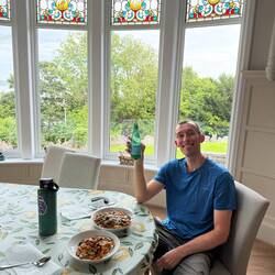Chris was pleased with his work! This meal was a red curry dish