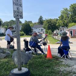 These folks were drawing the street and cafes in front of them. In Fish Creek next to the Town Dock.