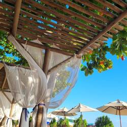 Relaxing in a shady beach bar