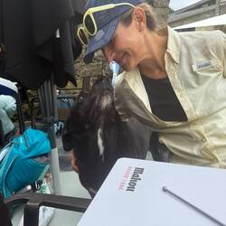 Angela makes friends everywhere she goes. This doggo reminded me of our Rex.