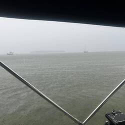 Horseshoe Island is between the two boats. This evening's thunderstorm.