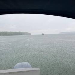 View to the north towards Horseshoe Island during the afternoon rain. (Top right corner is Horseshoe