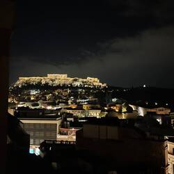 view on the Akropolis from the rooftop of my hostel