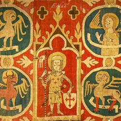 Tapestry showing coats of arms ... Thun Castle Exhibit.