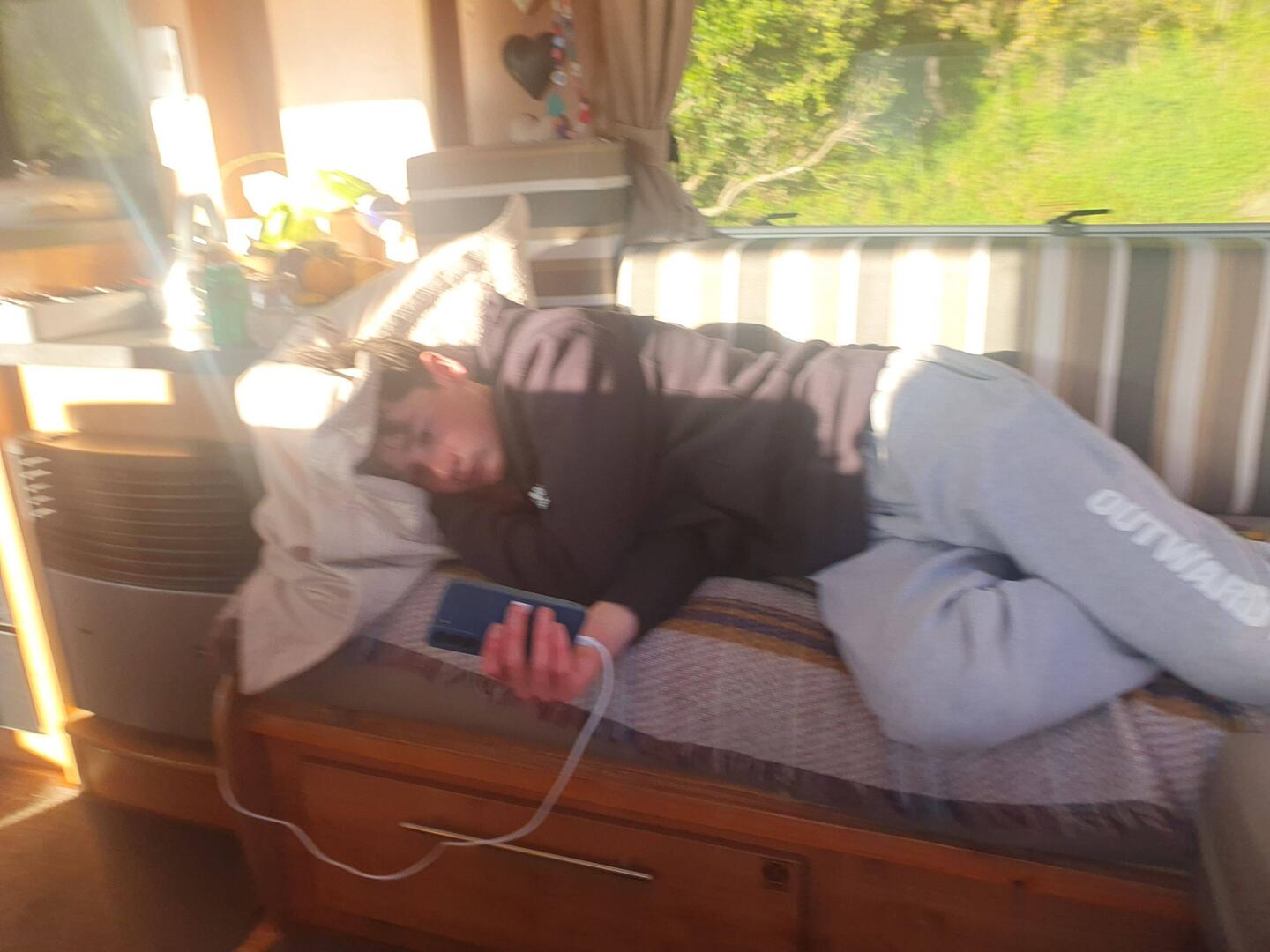 Very tired young man!