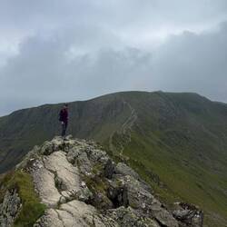 Chelsea making her way across the ridge