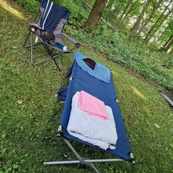 Mein Schlafplatz unter einem Baum am Waldrand