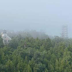 Pottowatomie Lighthouse. New light tower on right side of photo.