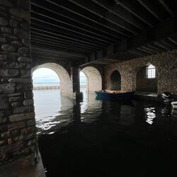 Another view inside the water level of the Boathouse.