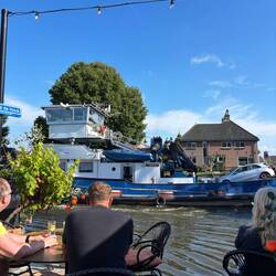Big boat going past our pub