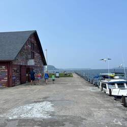 Docked at Anderson Dock, with the Art Barn
