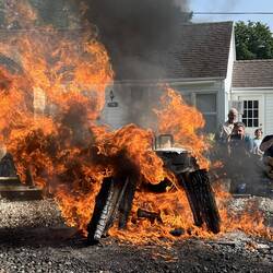 Fire dying back down.