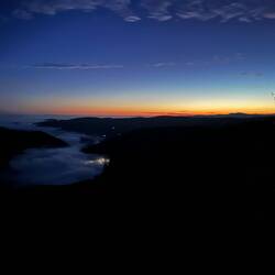 Sunrise with the clouds in the valley.