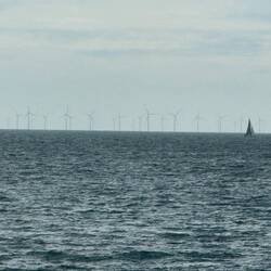 Windmill farm in the English Channel