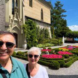 A lovely, colorful setting encouraged us to go out on the castle's terrace first — Schloss Oberhofen