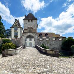 I wonder what awaits us beyond the entry gate to Schloss Oberhofen.