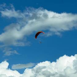 Paragliding is a popular activity here ... we catch sight of a glider on our way up the mountain.