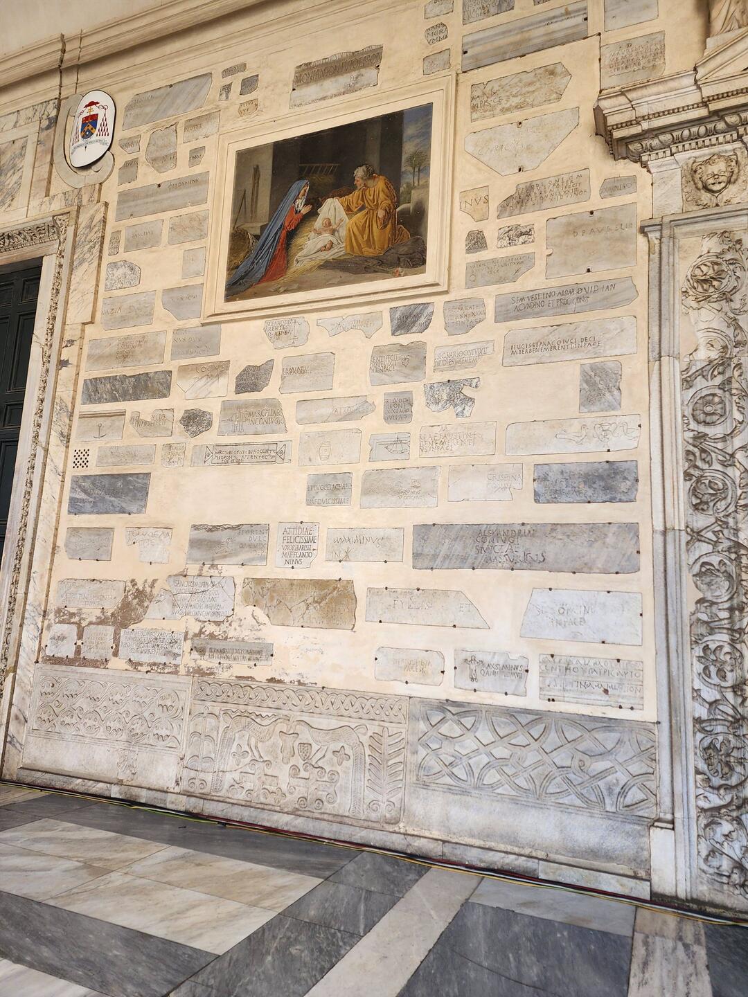 Early centuries graffiti in narthex of Santa Maria