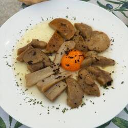 Pickled mushrooms with egg.