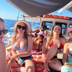 Beautiful girls on the boat