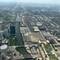 View south from Willis Tower. LaSalle St Stn lower left, my Holiday Inn lower rt with pool on roof