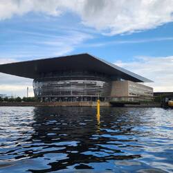 The opera house with the diving board roof!