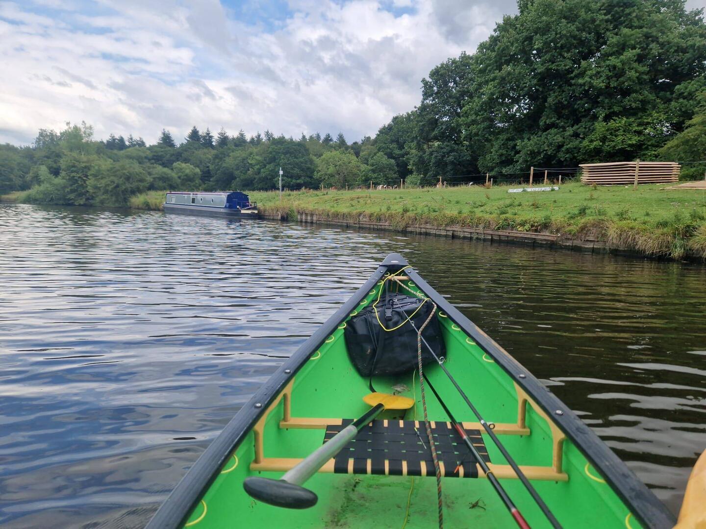 Will encountered the first other narrowboat since arriving on the Weaver, moored at Devil's Garden