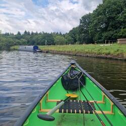 Will encountered the first other narrowboat since arriving on the Weaver, moored at Devil's Garden