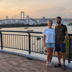 Rainbow bridge at sunset 🌇